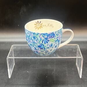 Lilly Pulitzer Coffee Tea Mug Blue Green Floral Beachy